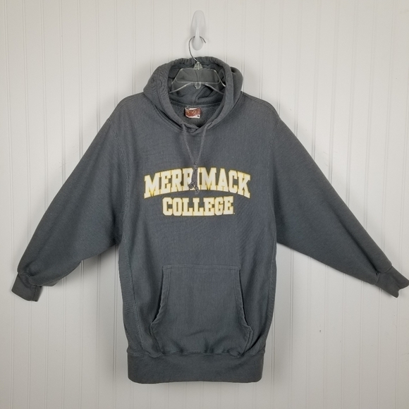 Merrimack College Hoodie Sweatshirt Vintage MV Pro Weave Mens Small Gray Graphic - Picture 9 of 9